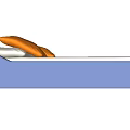 Modern Blue Frame Double Bed With White Mattress And Orange Pillows