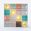 Colorful Square Shaped Decorative Lamps with Various Designs Striped Patterns and Circular Cutouts