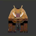 Pixel Art 3D Model of Orange Boar Like Creature With Black Mane
