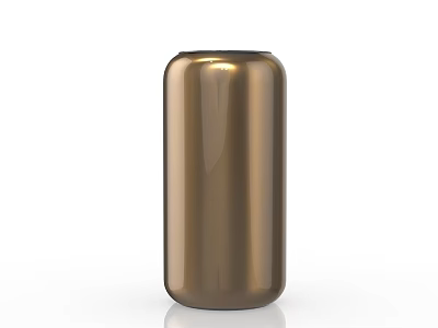 Shiny Golden Metallic Cylinder Can With Smooth Surface And Glossy Finish 3d model