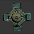 Outdoor Green Decorative Garden Ornament With Ornate Top Pillars And Sturdy Base Structure