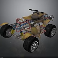 Cartoon Style Off Road Quad Bike With Pink Frame Blue Accents And Large Tires
