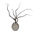 Modern clay pot dry-branch ornaments 3d model