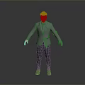 3D Character Model In Silver Shiny Suit With Black Pants And White Hair