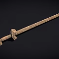 Ancient Wooden Sword Weapon Featuring Carved Handle And Long Sharp Blade