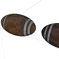Classic Brown Rugby Balls With White Stripes As Sports Equipment Collection
