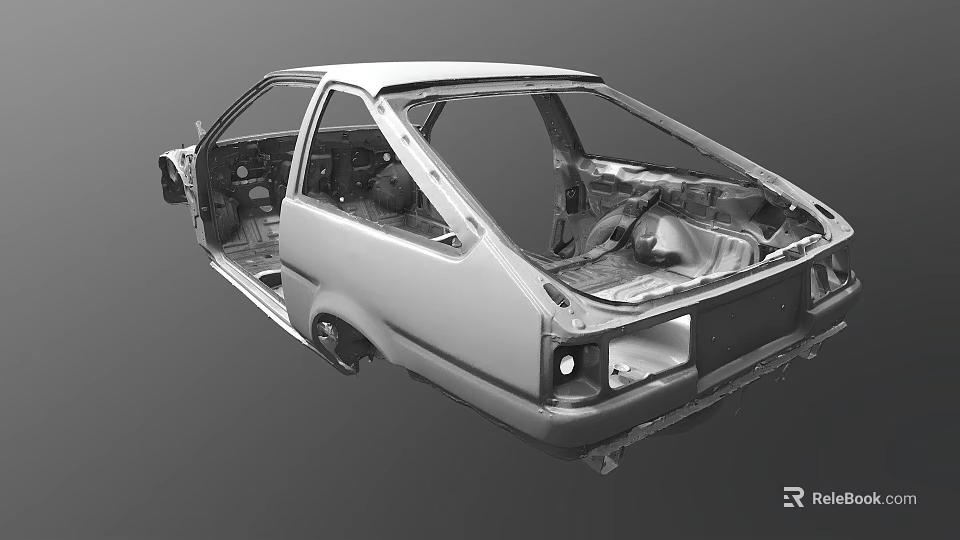 Car Body Frame Structure With Open Doors And Unfinished Interior Details 3d model 