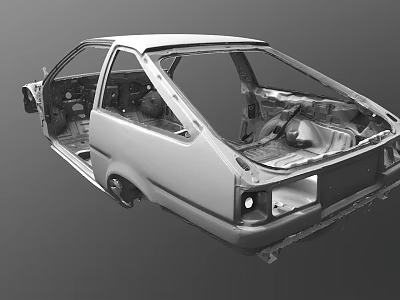 Car Body Frame Structure With Open Doors And Unfinished Interior Details 3d model