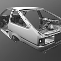 Car Body Frame Structure With Open Doors And Unfinished Interior Details 3d model