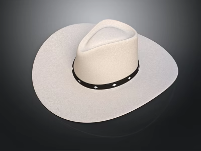 Practical White Straw Hat With Black Band And Decorative Details For Daily Use 3d model