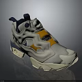 Reebok Instapump Fury White Orange Blue Sneakers With Pump Button Mesh Upper Beige Sole