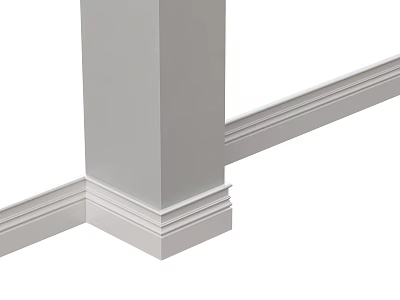 White Decorative Lines On Interior Corner With Trim And Molding Details 3d model