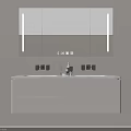 Sleek Modern Bathroom Vanity With Floating Design Double Sinks And Backlit Mirror 3d model