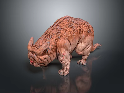 Game and Movie Character Monstrous Creature With Rough Textured Skin Horned Head and Muscular Body 3d model