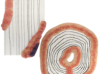 Stylish Shaped Rug With Intricate Tree Ring Pattern And Pink White Color Tones 3d model
