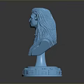 Blue Game Movie Character Bust Sculpture With Long Braided Hair And Detailed Base