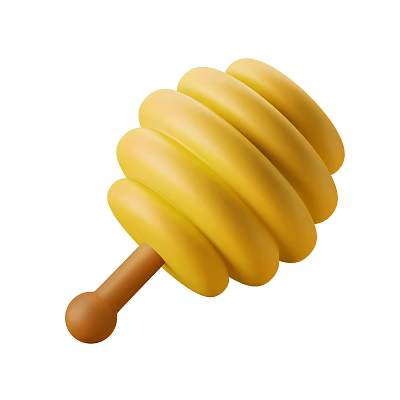 Yellow Spiral Kitchen Tool With Wooden Handle For Honey Mixing 3d model