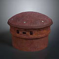 Rusty Metal Dome With Rusted Surface Top Rivets And Side Holes On Gray Background 3d model