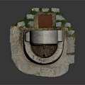 Traditional Stone Fountain Design With Arched Top Circular Base And Water Marks