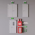 Fire Safety Equipment Setup With Fire Doors Hydrants And Alarm Devices