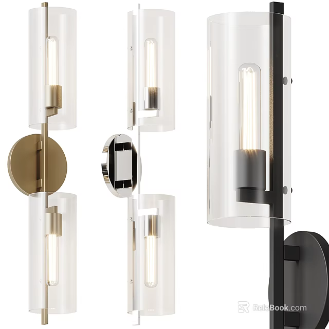 Modern Wall Lamps With Transparent Glass Shade And Metal Frame For Interior Lighting 3d model 