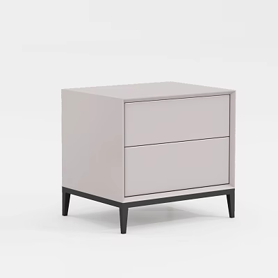 Modern Minimalist Light Pink Nightstand With Two Drawers And Black Legs Design 3d model