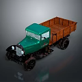 Vintage Green Truck With Wooden Cargo Bed And Retro Classic Design