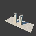 Construction Structure Model Featuring Steel Frame Scaffolding And Concrete Base
