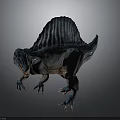 Realistic Spinosaurus Dinosaur with Sailback Blue Gray Skin Open Mouth Sharp Teeth Sharp Claws