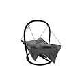 Modern Black Frame Hanging Chair With Chain White Cushions And Gray Blanket
