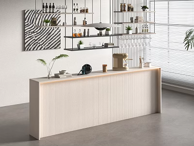 Modern Minimalist Shelving Unit In Living Space With Decorative Items And Green Plants 3d model