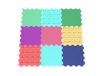 Colorful Interlocking Floor Mats With Various Bright Colors For Play Area 3d model