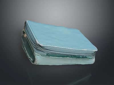 Light Blue Folded Pouch With Zipper Closure For Storage Accessory 3d model