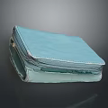 Light Blue Folded Pouch With Zipper Closure For Storage Accessory 3d model