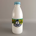 White Fresh Milk Beverage Bottle With Cartoon Cat And Pastoral Background Design