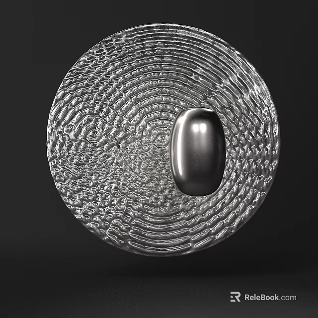 Modern Glass Wall Light With Concentric Textured Design And Metal Oval Accent 3d model 