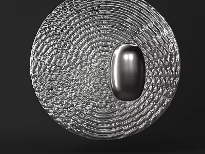 Modern Glass Wall Light With Concentric Textured Design And Metal Oval Accent 3d model