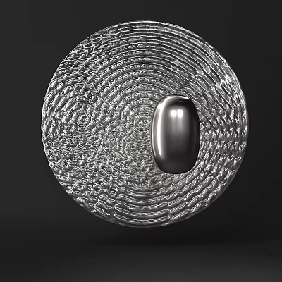 Modern Glass Wall Light With Concentric Textured Design And Metal Oval Accent 3d model