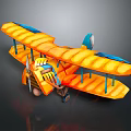 Colorful Biplane Passenger Plane With Orange Wings And Blue Accents