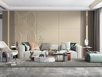 Modern living room sofa background wall 3d model