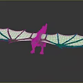 Green Glowing Dragon Toy With Spread Wings And Reflective Surface