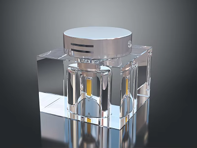 Luxury Transparent Square Crystal Perfume Bottle With Shiny Silver Cap Design 3d model