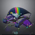 Colorful Cosmic Spacecraft With Rainbow Dome Star And Cloud Patterns For Aerospace Exploration