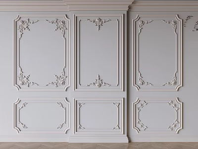 Gypsum Molding Interior Wall Decor with Intricate Carvings and Frame Design 3d model