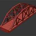 Rusted Metal Truss Bridge Structure With Steel Frame Gray Deck And Yellow Stripes