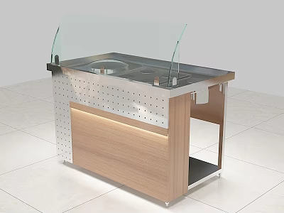 Modern Commercial Display Showcase With Glass Cover Stainless Steel Frame And Wooden Panel 3d model