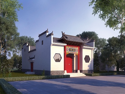 Ancestral Hall Huizhou School Siheyuan Ancestral Hall Gujian Gate Lou Ma Tou Wall Villagers Activity Center 3d model