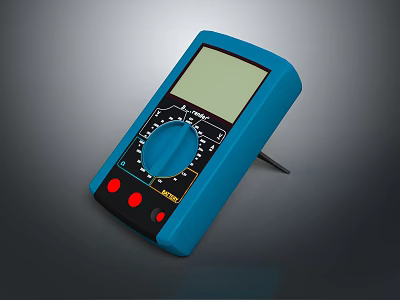 Blue Digital Multimeter With LCD Display Dial And Red Buttons For Electrical Testing 3d model