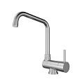 Modern Stainless Steel Kitchen Faucet With Single Handle Curved Spout Design