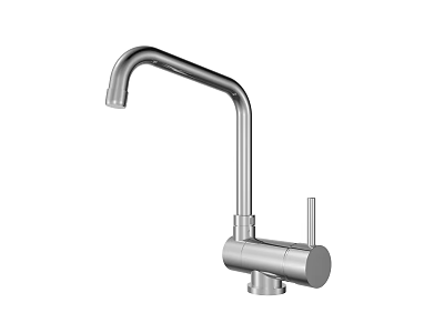 Modern Stainless Steel Kitchen Faucet With Single Handle Curved Spout Design 3d model